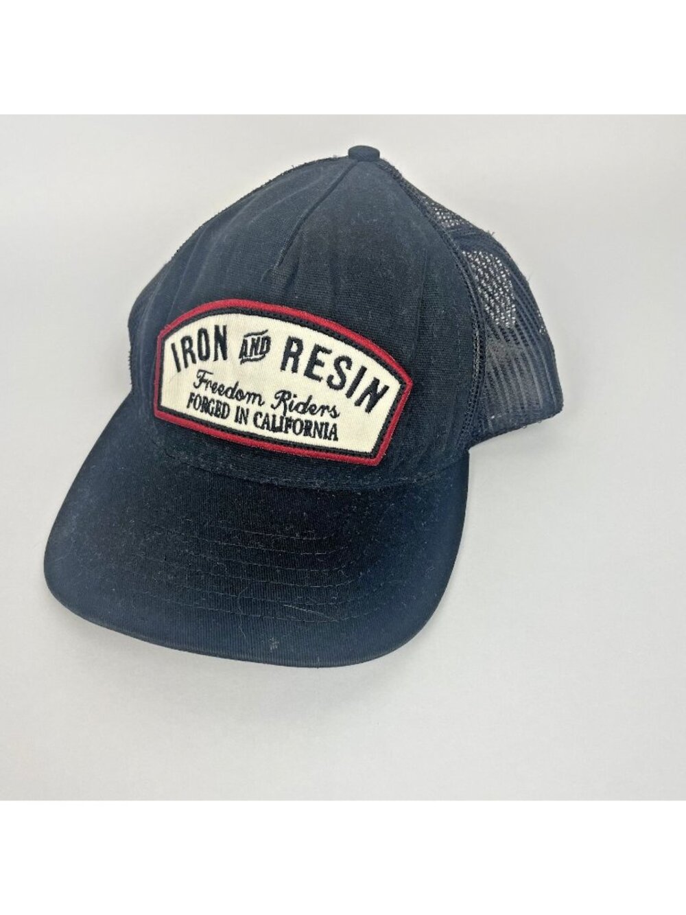 Iron & Resin Trucker Hat – Black Mesh Snapback – California Moto Patch
